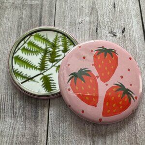 2.25" Pocket Mirror - Three Sweet Strawberries